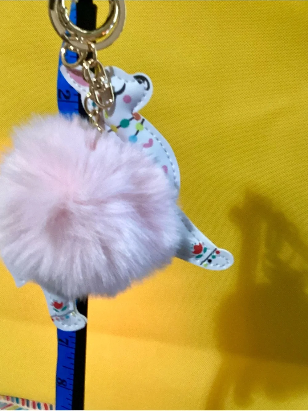 NWT - Pink Fluffy Pom Keychain with Llama Charm - Cute Small Pets Accessory